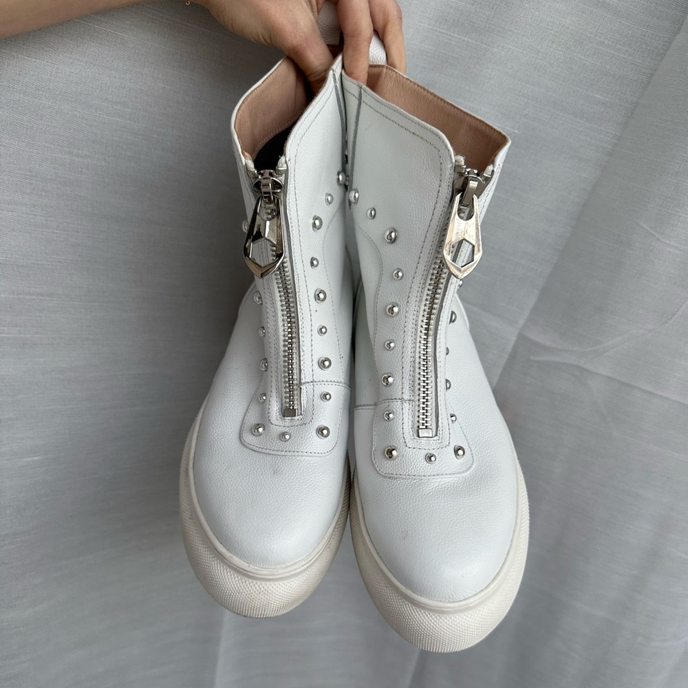 White Stud Platform Ankle Booties - image 4